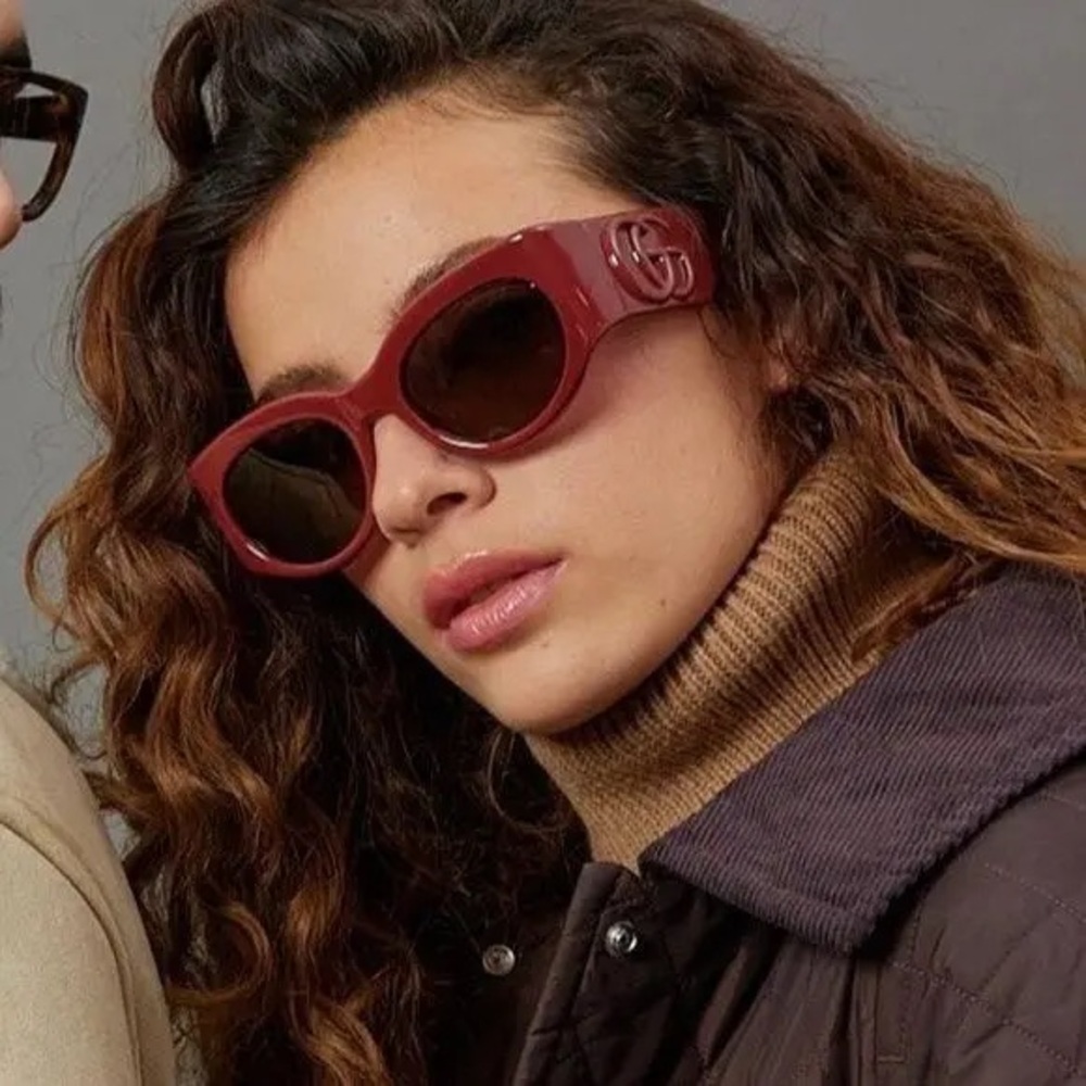 New Gucci GG1544S sunglasses burgundy Red bubble with case - Picture 2 of 10